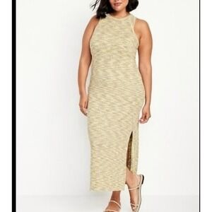 Old Navy NWT women SZ XL Sleeveless Racer Back Maxi Dress olive knit LEISURE